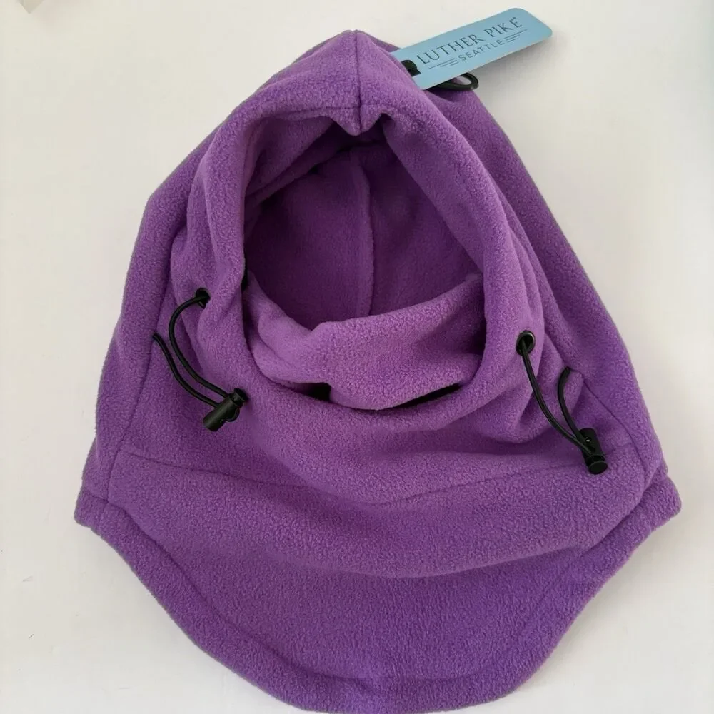Girls Ski Mask Purple Ages 4-12 Winter Fleece Hat Neck Warmer Full Face NEW